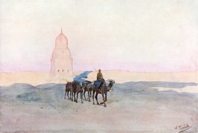W pobliżu grobowców kalifów, Kair (kolorowa litografia) autorstwa Walter Frederick Roofe Tyndale