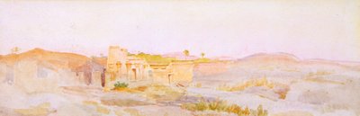 Qurnah, świątynia grobowa Sety I w Luksorze (akwarela) autorstwa Walter Frederick Roofe Tyndale