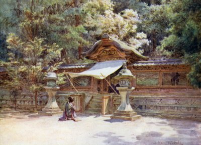 Temple Fence and Gate, Higashi Otani, Kyoto autorstwa Walter Frederick Roofe Tyndale