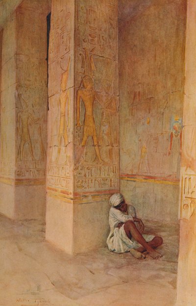 Kolumnada Narodzin w Świątyni Hatszepsut, ok. 1905, 1912 r. autorstwa Walter Frederick Roofe Tyndale