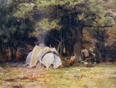 The New Forest: The Gipsy Camp w pobliżu hodowli między Lyndhurst i Minstead (kolor lito) autorstwa Walter Frederick Roofe Tyndale
