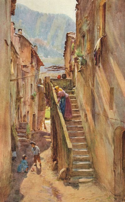 Vicolo del Ponte, Villa Nuova di Albenga, c1910, 1912 autorstwa Walter Frederick Roofe Tyndale