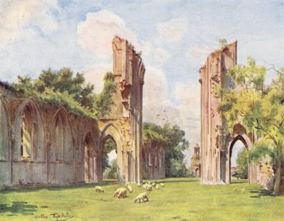 Wessex: Opactwo Glastonbury (kolorowa litografia) autorstwa Walter Frederick Roofe Tyndale