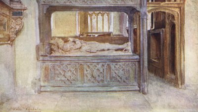 Wessex: Nawa Athelhampton w kościele Puddletown, niedaleko Dorchester (kolorowa litografia) autorstwa Walter Frederick Roofe Tyndale