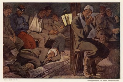 Ranni żołnierze na stacji rozliczeń ofiar w Roulers, Belgia, I wojna światowa (kolor lito) autorstwa Walter Georgi