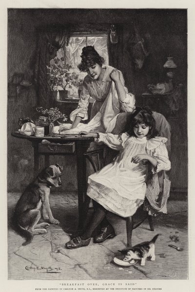 Śniadanie skończone, Grace jest powiedziana (grawerunek) autorstwa Walter Granville Smith
