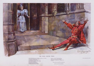 Zwykły schadzki wielkanocny: Mefistofeles czeka, aż dziewczyna opuści kościół (kolor lito) autorstwa Walter Granville Smith