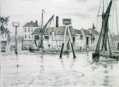 Chelsea Dock (tusz na papierze) autorstwa Walter Greaves