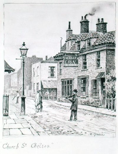Church Street, Chelsea (tusz na papierze) autorstwa Walter Greaves