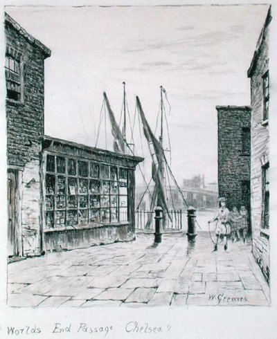 Worlds End Passage, Chelsea (tusz na papierze) autorstwa Walter Greaves