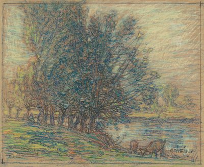 Wierzby, Longpre, Francja, ok. 1911-18 (pastel na papierze) autorstwa Walter Griffin