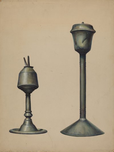 Dwie lampy naftowe, ok. godz. 1938. autorstwa Walter Hochstrasser