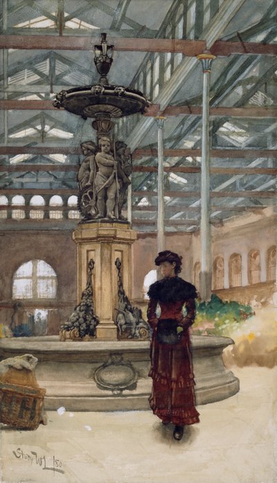 Stara Hala Targowa i Fontanna, Birmingham, 1880 autorstwa Walter Langley