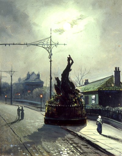 The Original Oak at Night, Headingley (olej na pokładzie) autorstwa Walter Linsley (attr. to) Meegan