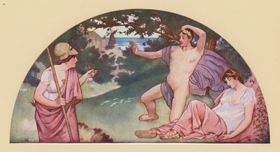 Tezeusz na rozkaz Minerwy opuszcza śpiącą Ariadnę (kolorowa litografia) autorstwa Walter MacEwen