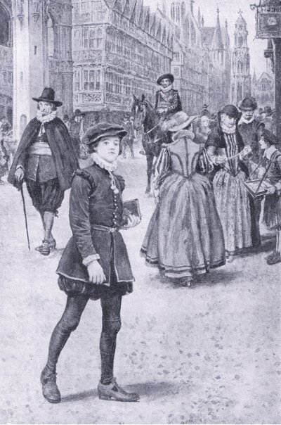 Herrick jedzie w dół Cheapside, ilustracja z My Magazine autorstwa Walter Paget