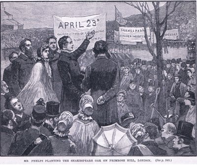 Pan Phelps sadzi Dąb Szekspira na Primrose Hill, Londyn 1864 AD autorstwa Walter Paget