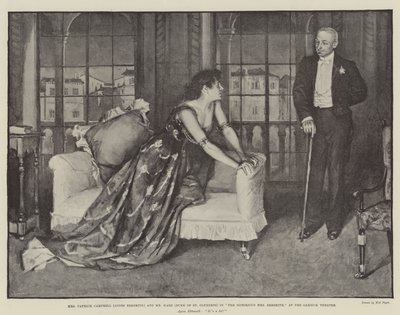 Pani Patrick Campbell (Agnes Ebbsmith) i pan Hare (książę St. Olpherts) w The Notorious Mrs Ebbsmith, w Teatrze Garrick autorstwa Walter Paget