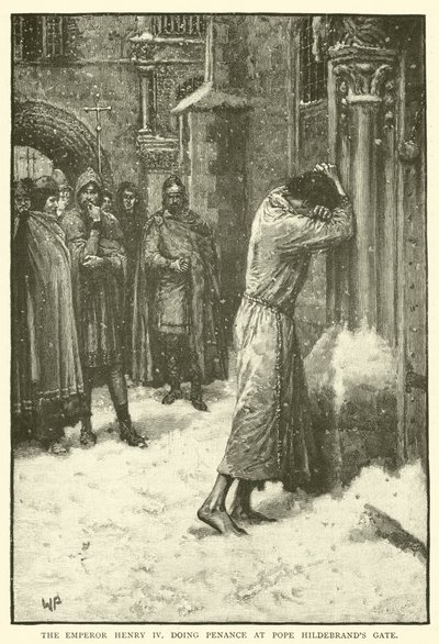 Cesarz Henryk IV odprawiający pokutę przy bramie papieża Hildebranda autorstwa Walter Paget