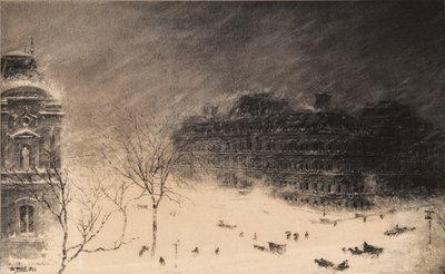 Róg 17th Street i Pennsylvania Avenue, N.W. podczas śnieżycy w 1899 r. autorstwa Walter Paris