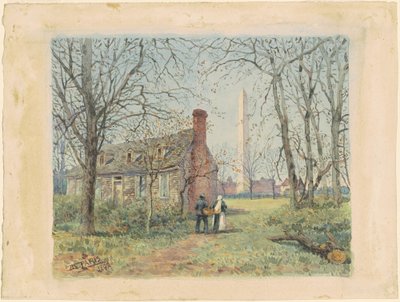 Domek Davida Burnsa i pomnik Waszyngtona autorstwa Walter Paris