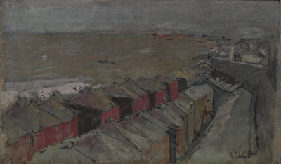 Chaty kąpielowe, Dieppe, ok. 1890 (olej na płótnie) autorstwa Walter Richard Sickert
