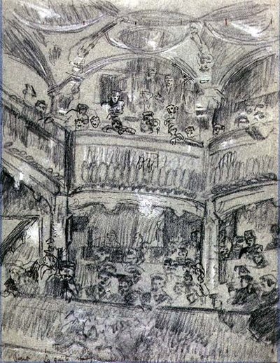 La Gaite Montparnasse, ok. 1907 (kreda na papierze) autorstwa Walter Richard Sickert