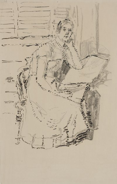 Siedząca postać (pióro i atrament z węglem na papierze) autorstwa Walter Richard Sickert