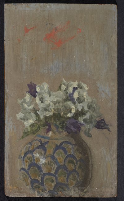 Słodkie fiołki - białe i niebieskie biolety we wzorzystej misce, ok. 1884 (olej na panelu) autorstwa Walter Richard Sickert