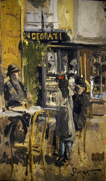 The Little Tea Shop, Dieppe (olej na panelu) autorstwa Walter Richard Sickert