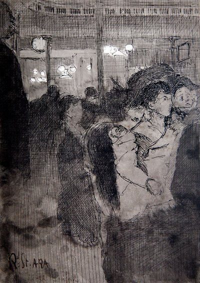 The Old Bedford (pióro, tusz i pranie na pokładzie) autorstwa Walter Richard Sickert