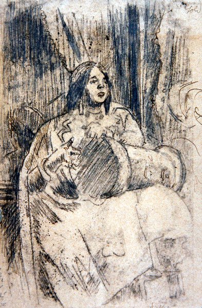 The Study (Perkusista), ok. 1900 (ołówek na papierze) autorstwa Walter Richard Sickert