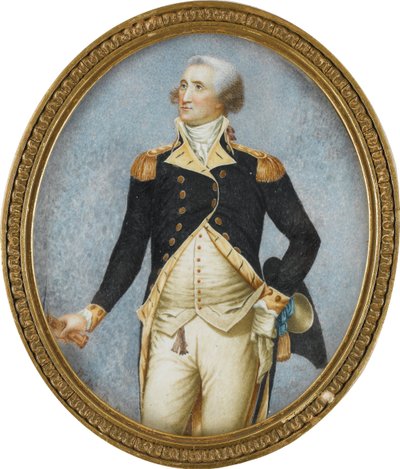 Portret Jerzego Waszyngtona (1732-1799), autorstwa Robertsona, Waltera (1750-1801). Akwarela, gwasz na rogu autorstwa Walter Robertson