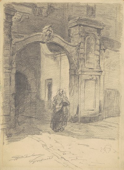 Dordrecht, ok. 1870-77 (grafit na papierze tkanym) autorstwa Walter Shirlaw