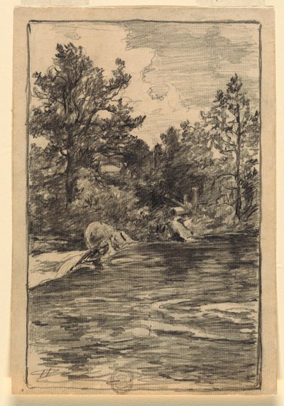 Rysunek, rzeka i drzewa, 1880-90 autorstwa Walter Shirlaw