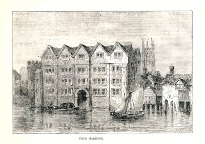 Zimny Port. Medieval Mansion House North Bank of Thames powyżej London Bridge, 1894 r autorstwa Walter Thornbury