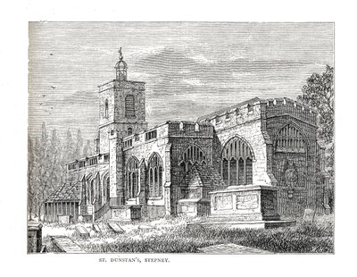 St.Dunstans Stepney. Z Widoku z 1803 roku autorstwa Walter Thornbury
