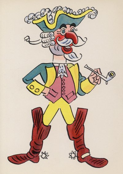 Postacie z książek dla dzieci: Baron Munchausen (kolorowa litografia) autorstwa Walter Trier