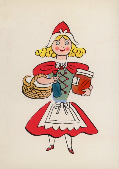 Figurki z książek dla dzieci: Czerwony Kapturek (kolorowa litografia) autorstwa Walter Trier