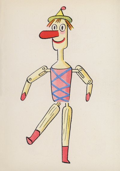 Figurki z książek dla dzieci: Pinokio (kolorowa litografia) autorstwa Walter Trier