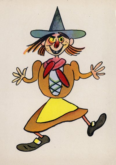 Jeden z szalonych ludzi Waltera Triera (kolorowa litografia) autorstwa Walter Trier