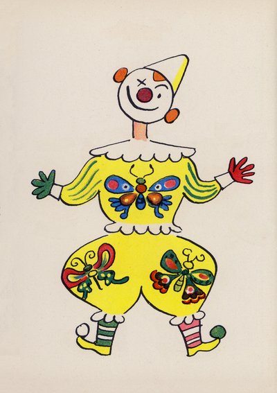 Jeden z szalonych ludzi Waltera Triera (kolorowa litografia) autorstwa Walter Trier
