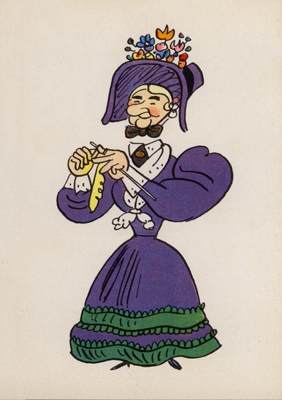 Jeden z szalonych ludzi Waltera Triera (kolorowa litografia) autorstwa Walter Trier