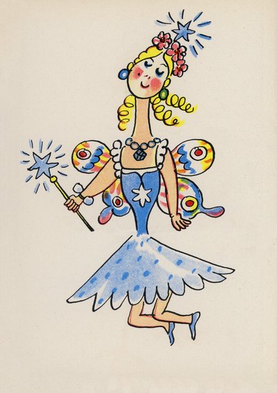 Jeden z szalonych ludzi Waltera Triera (kolorowa litografia) autorstwa Walter Trier
