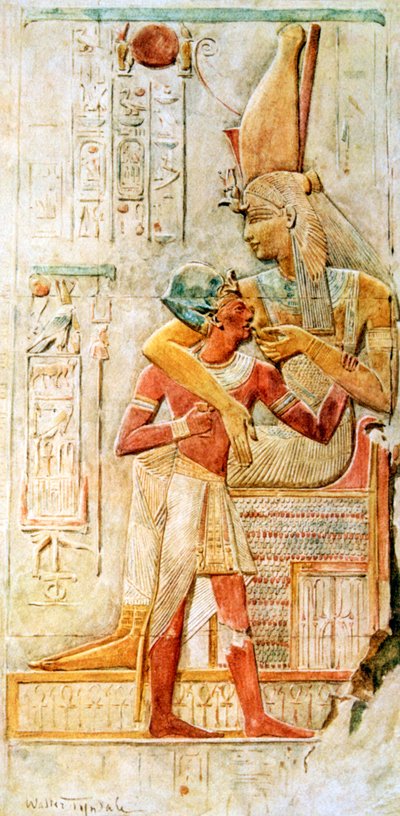 Hieroglify egipskie, Abydos, Egipt, 1910 autorstwa Walter Tyndale