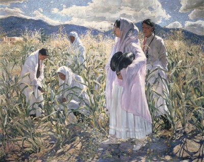 Kukurydza indyjska, Taos (olej na płótnie) autorstwa Walter Ufer