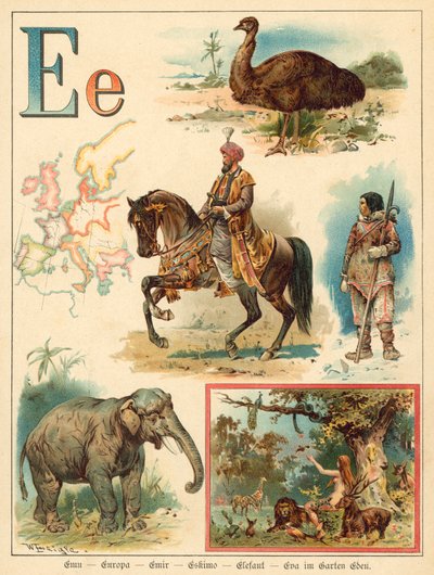 Litera E (chromolitho) autorstwa Walter Zweigle