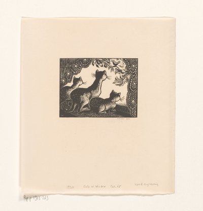 Trzy koty w ramie okiennej autorstwa Wanda Gág (signed by artist)