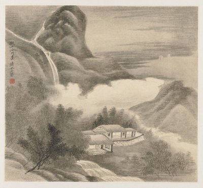 Album Pejzaży: Liść 5, 1677. autorstwa Wang Gai