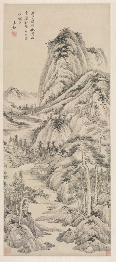 Cień sosen w pochmurnej dolinie, 1660. autorstwa Wang Jian